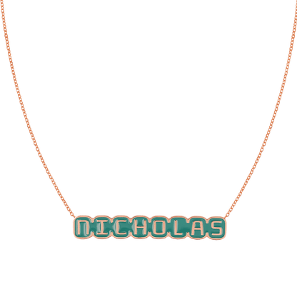 Retro Enamel Name Necklace - Lotus Diamond