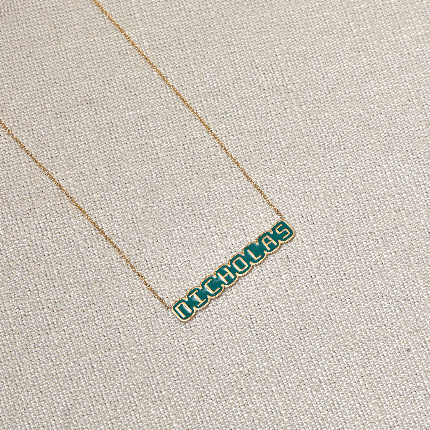 Retro Enamel Name Necklace - Lotus Diamond