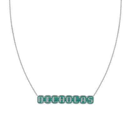 Retro Enamel Name Necklace - Lotus Diamond