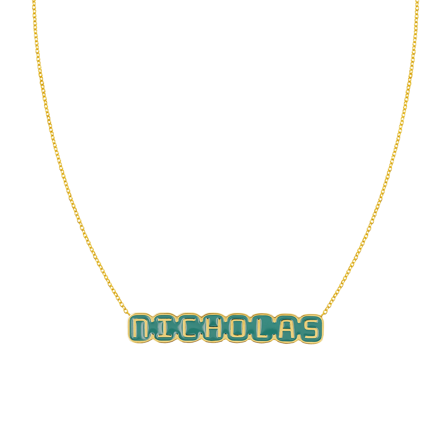Retro Enamel Name Necklace - Lotus Diamond
