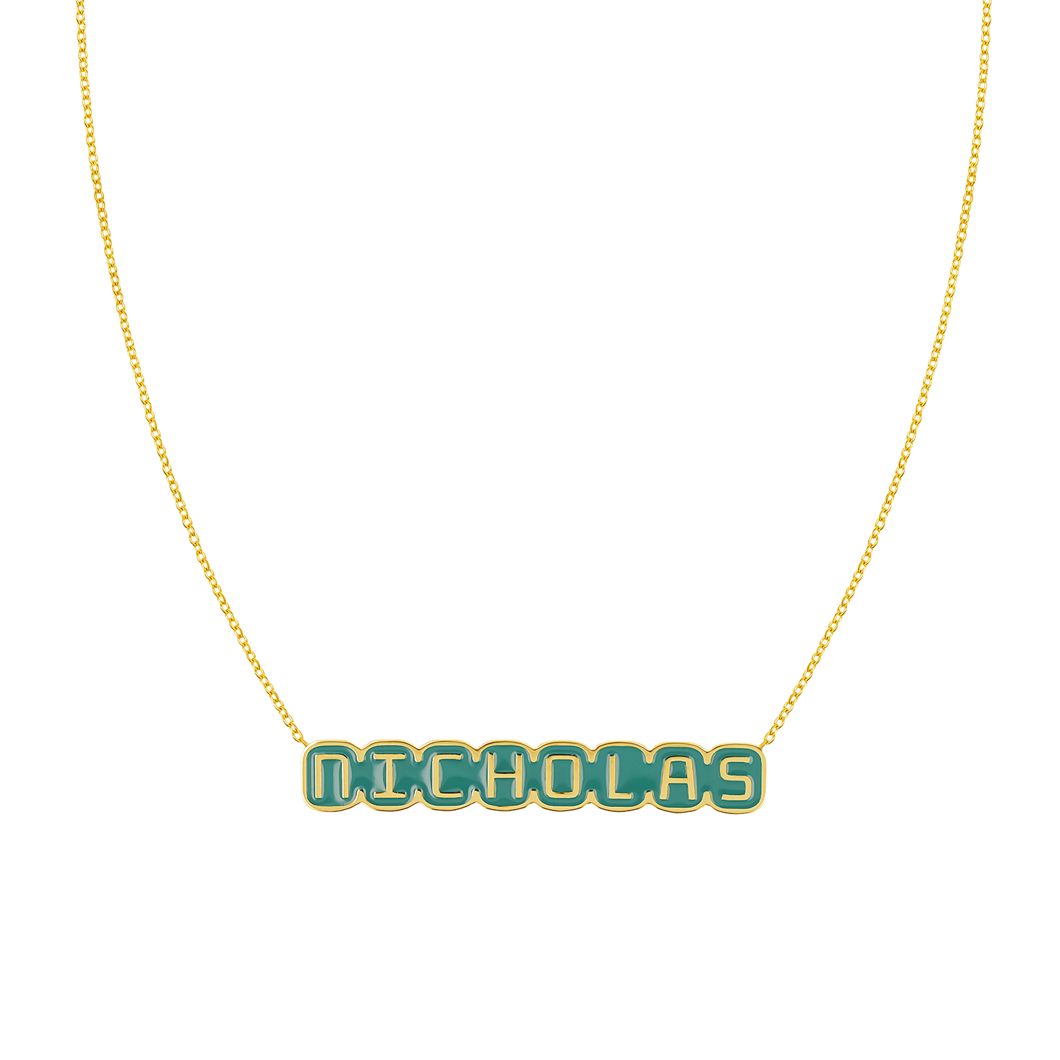 Retro Enamel Name Necklace - Lotus Diamond