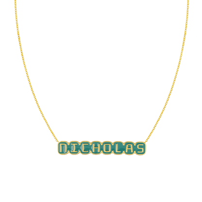 Retro Enamel Name Necklace - Lotus Diamond