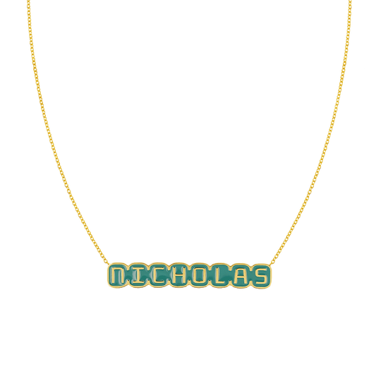 Retro Enamel Name Necklace - Lotus Diamond