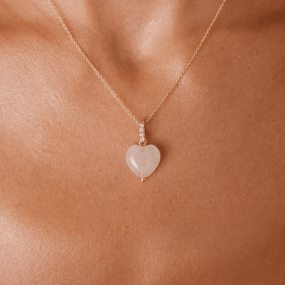 Rose Quartz Heart Charm - Lotus Diamond
