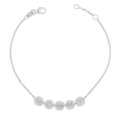 Round Bubble Name Bracelet - Lotus Diamond