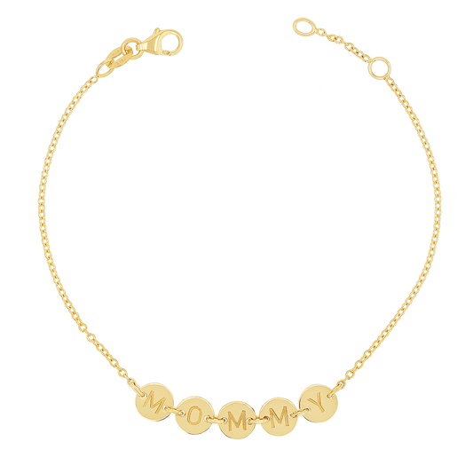 Round Bubble Name Bracelet - Lotus Diamond