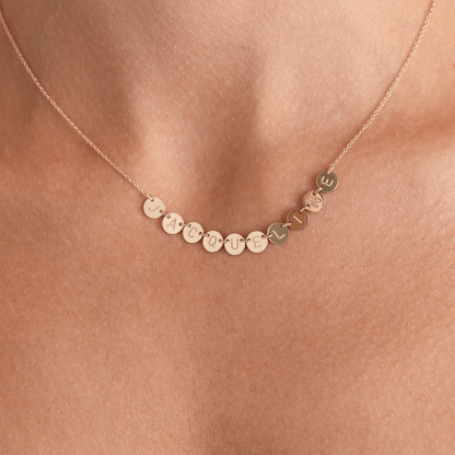 Round Bubble Name Necklace - Lotus Diamond