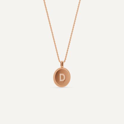 Round Diamond Initial D Pendant with Diamond Accent - Lotus Diamond