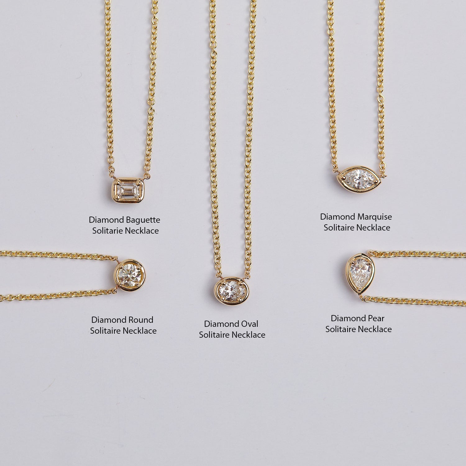 Round Diamond Solitaire Necklace - Lotus Diamond