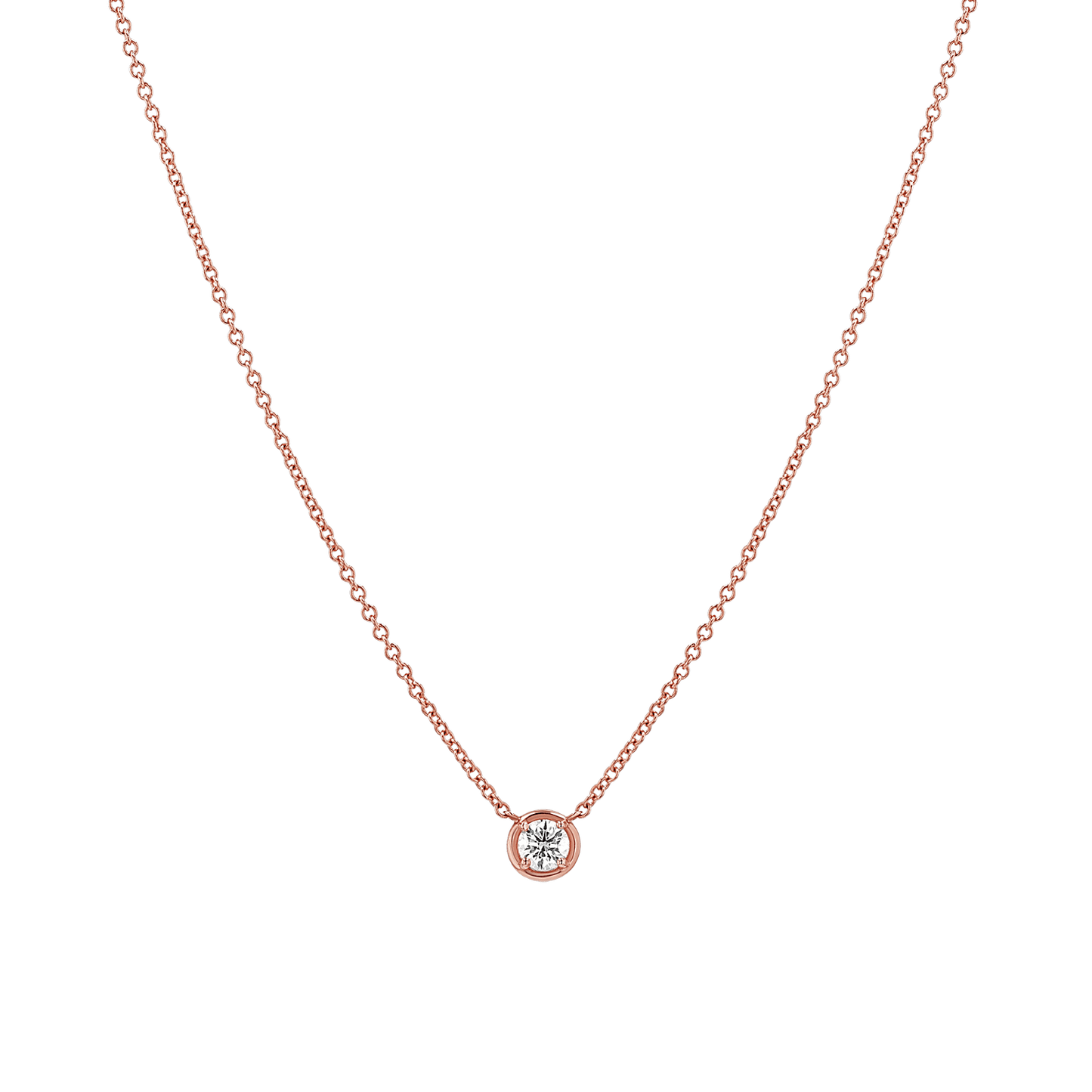 Round Diamond Solitaire Necklace - Lotus Diamond