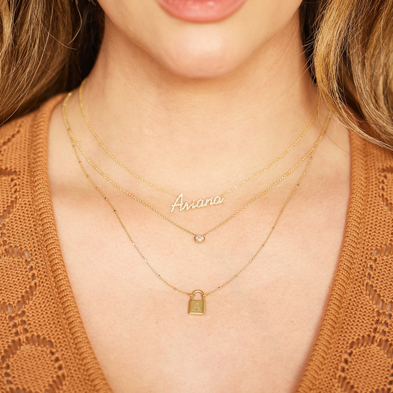 Round Diamond Solitaire Necklace - Lotus Diamond
