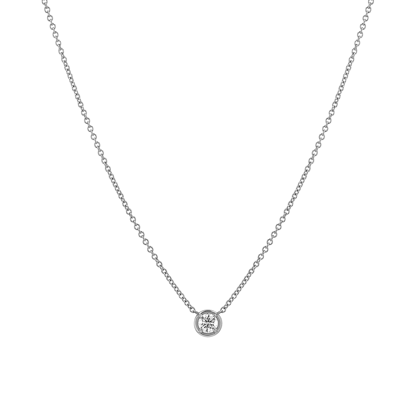 Round Diamond Solitaire Necklace - Lotus Diamond