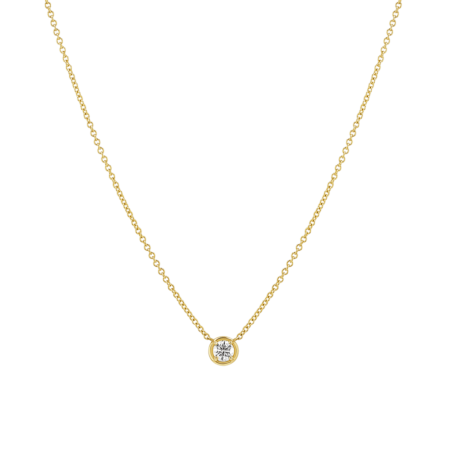 Round Diamond Solitaire Necklace - Lotus Diamond