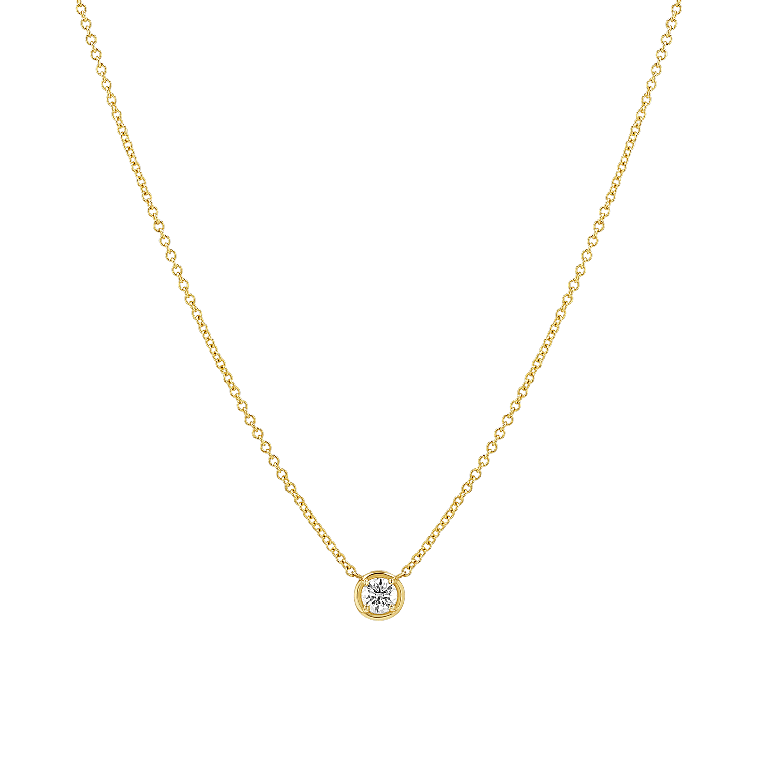 Round Diamond Solitaire Necklace - Lotus Diamond