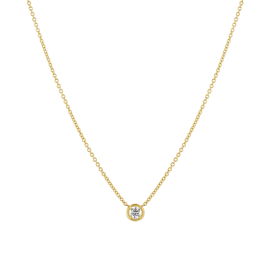 Round Diamond Solitaire Necklace - Lotus Diamond
