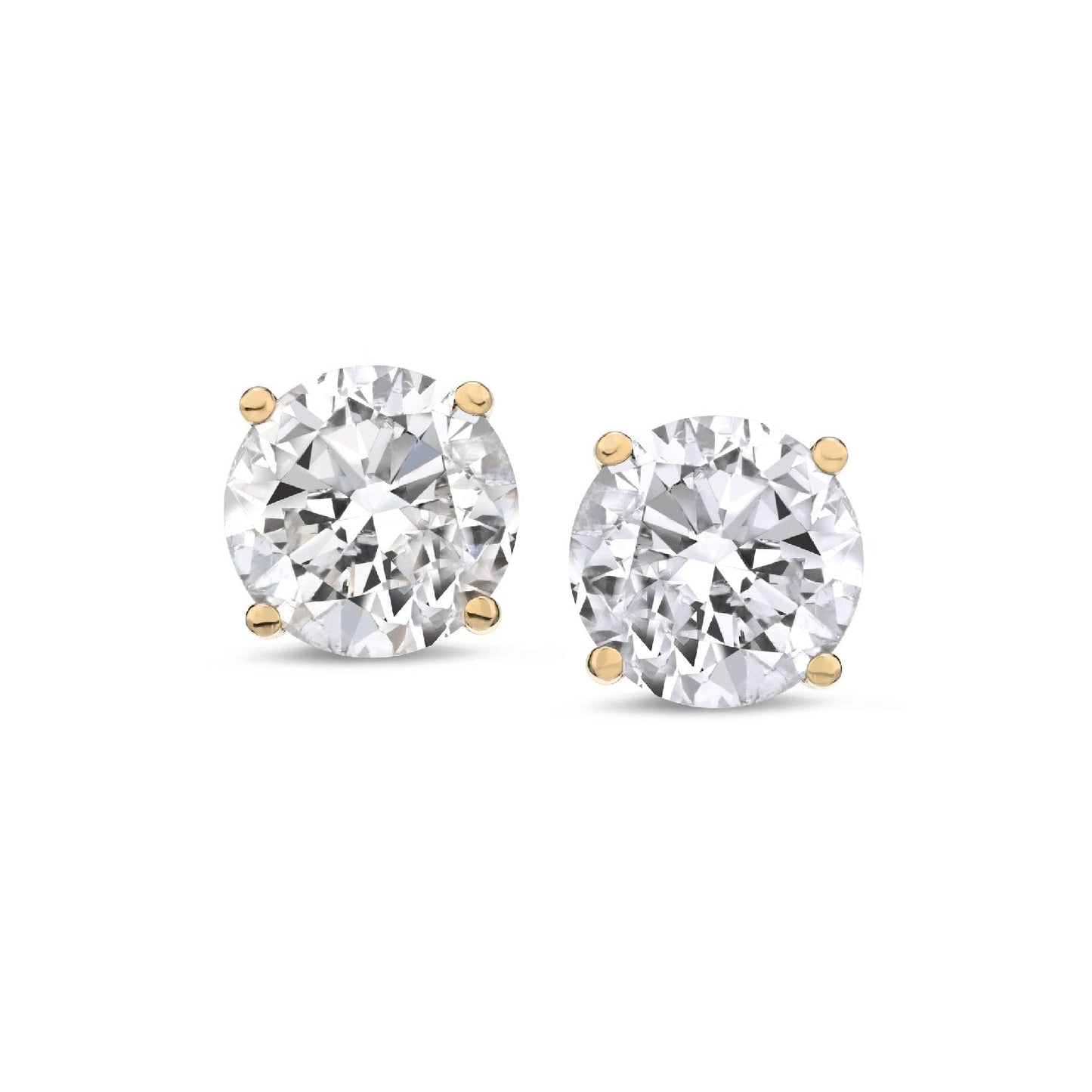 Round Lab Grown Diamond Screw Back Stud Earrings in 14K Gold - Lotus Diamond