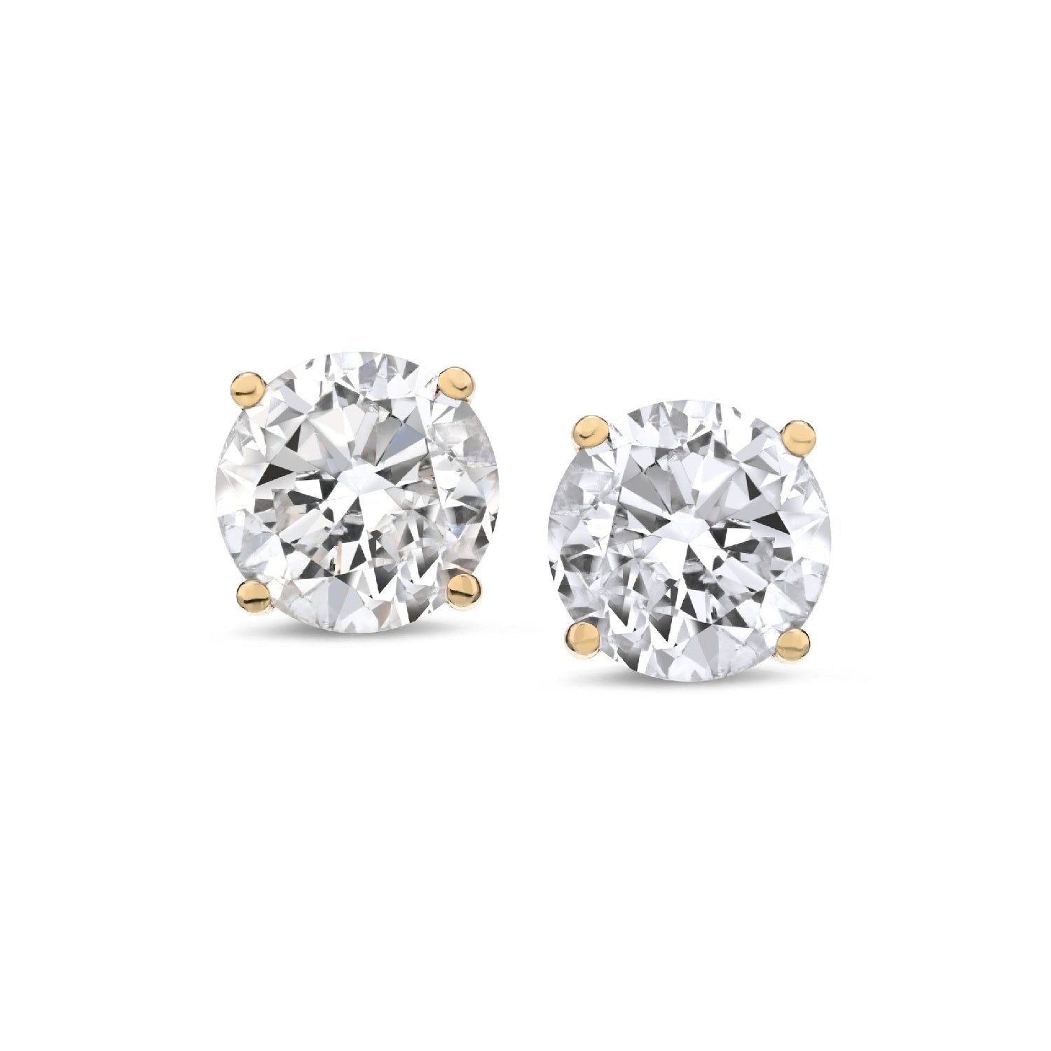 Round Lab Grown Diamond Screw Back Stud Earrings in 14K Gold - Lotus Diamond