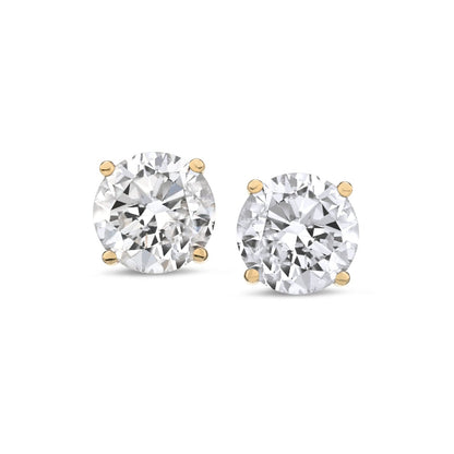 Round Lab Grown Diamond Screw Back Stud Earrings in 14K Gold - Lotus Diamond
