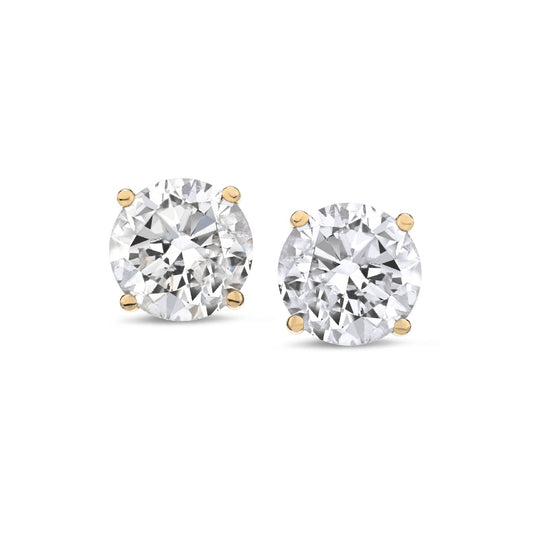 Round Lab Grown Diamond Screw Back Stud Earrings in 14K Gold - Lotus Diamond