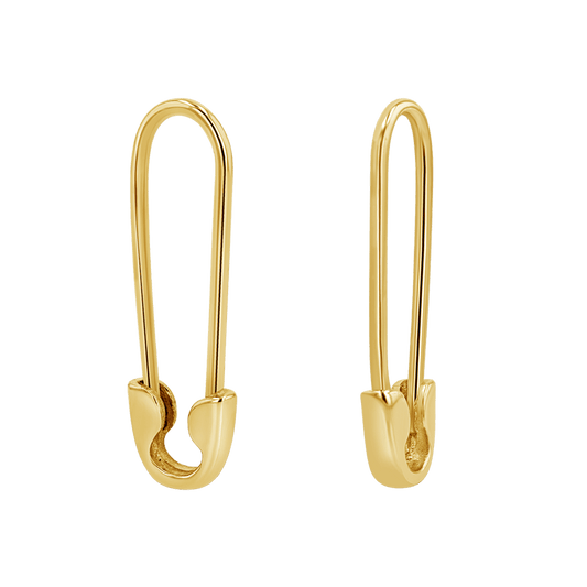 Safety Pin Earrings - Lotus Diamond