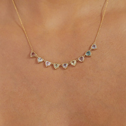 Sapphire Heart Strand Necklace - Lotus Diamond