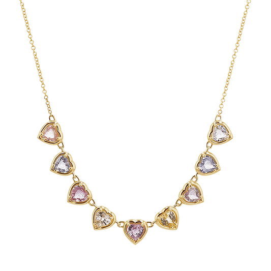 Sapphire Heart Strand Necklace - Lotus Diamond
