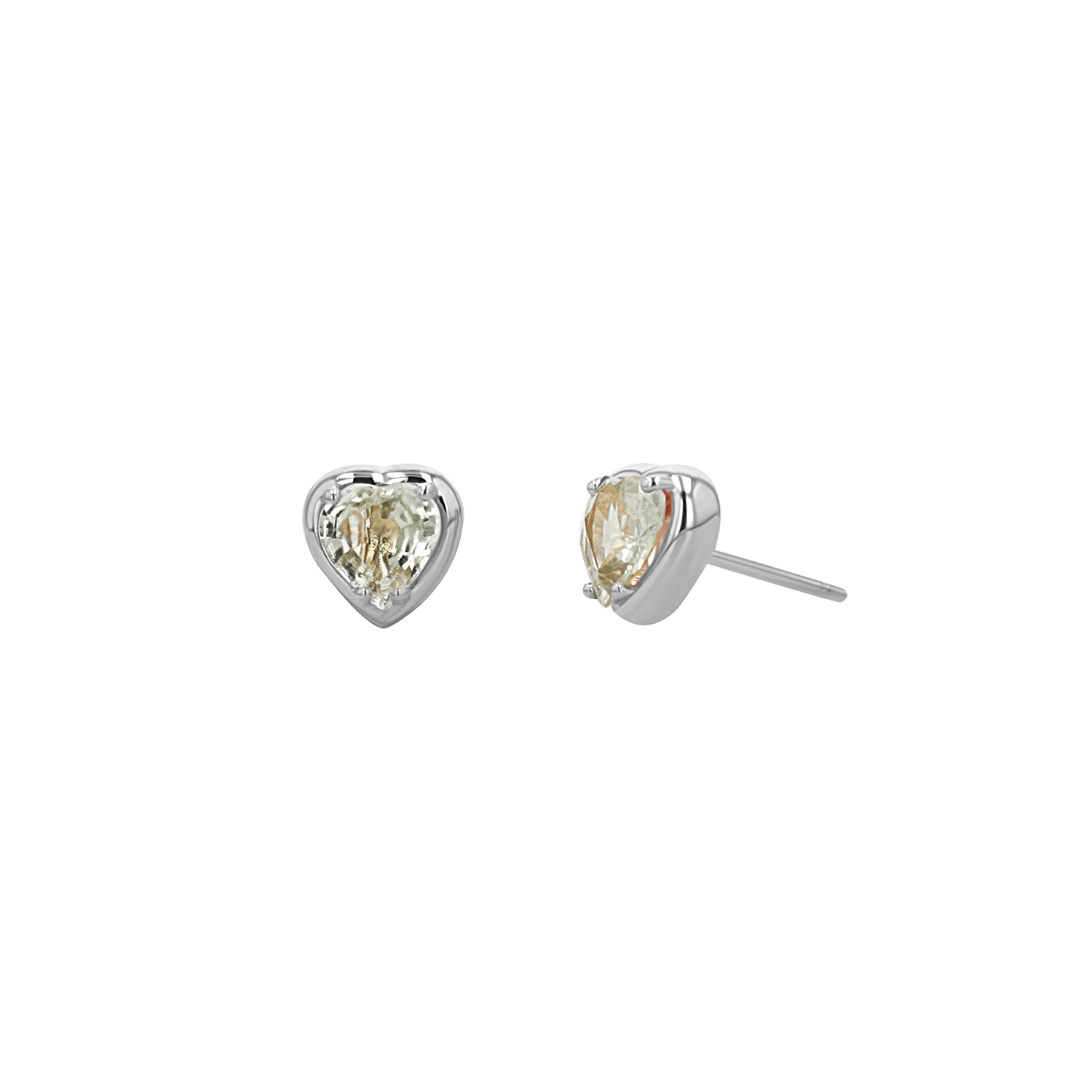 Sapphire Heart Stud Earrings - Lotus Diamond