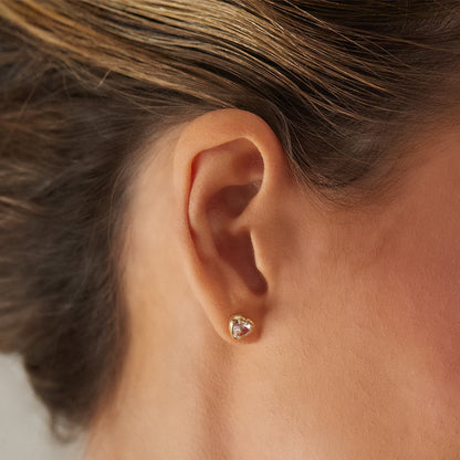 Sapphire Heart Stud Earrings - Lotus Diamond