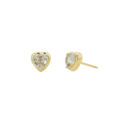 Sapphire Heart Stud Earrings - Lotus Diamond