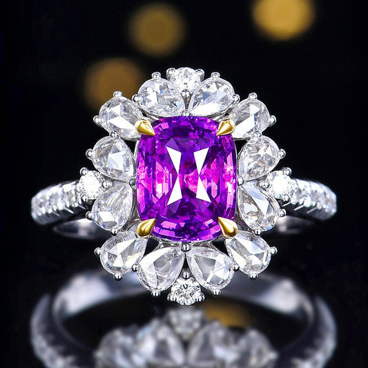 Sapphire Ring/Pendant without burning - Style K - Lotus Diamond