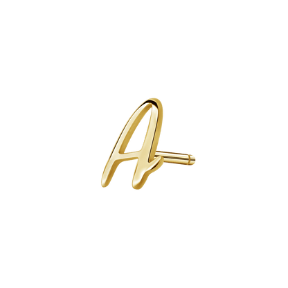Script Letter Stud Earrings - Lotus Diamond