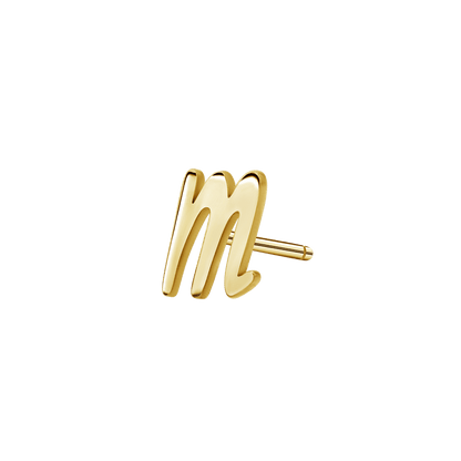 Script Letter Stud Earrings - Lotus Diamond