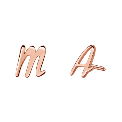 Script Letter Stud Earrings - Lotus Diamond