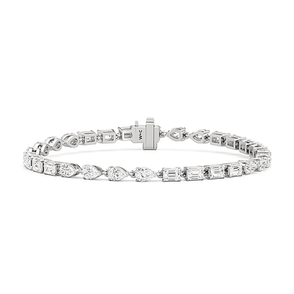 Sequenced Pear and Emerald Tennis Bracelet - Lotus Diamond