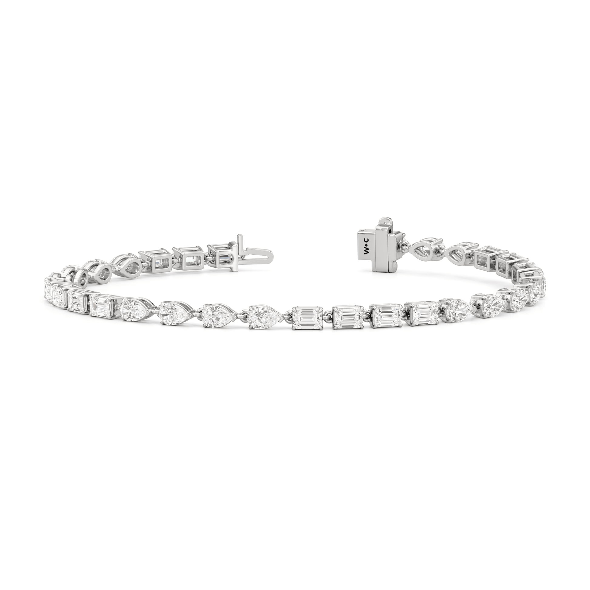 Sequenced Pear and Emerald Tennis Bracelet - Lotus Diamond