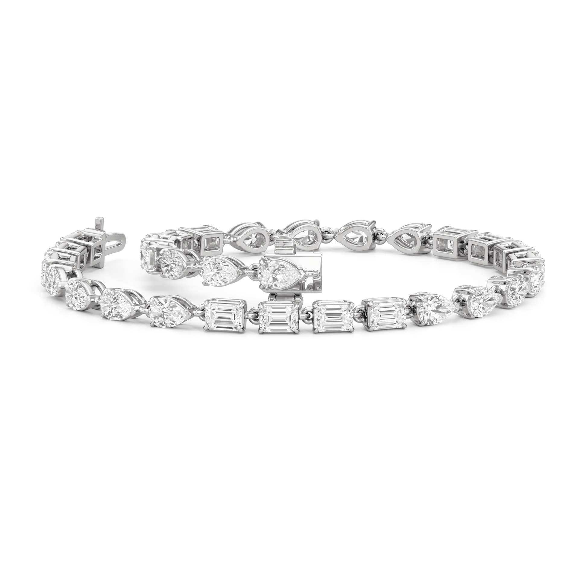 Sequenced Pear and Emerald Tennis Bracelet - Lotus Diamond