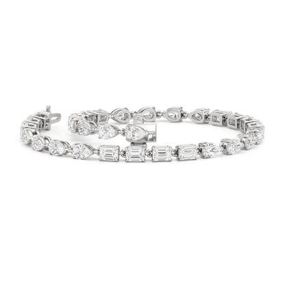 Sequenced Pear and Emerald Tennis Bracelet - Lotus Diamond