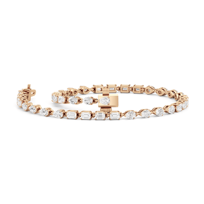 Sequenced Pear and Emerald Tennis Bracelet - Lotus Diamond