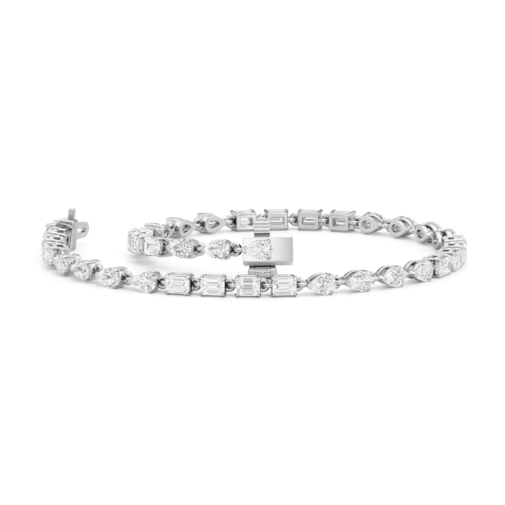 Sequenced Pear and Emerald Tennis Bracelet - Lotus Diamond