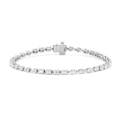 Sequenced Pear and Emerald Tennis Bracelet - Lotus Diamond
