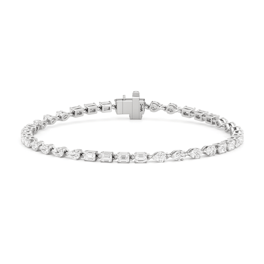 Sequenced Pear and Emerald Tennis Bracelet - Lotus Diamond