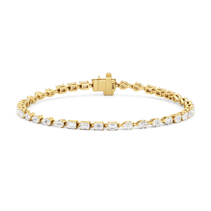 Sequenced Pear and Emerald Tennis Bracelet - Lotus Diamond