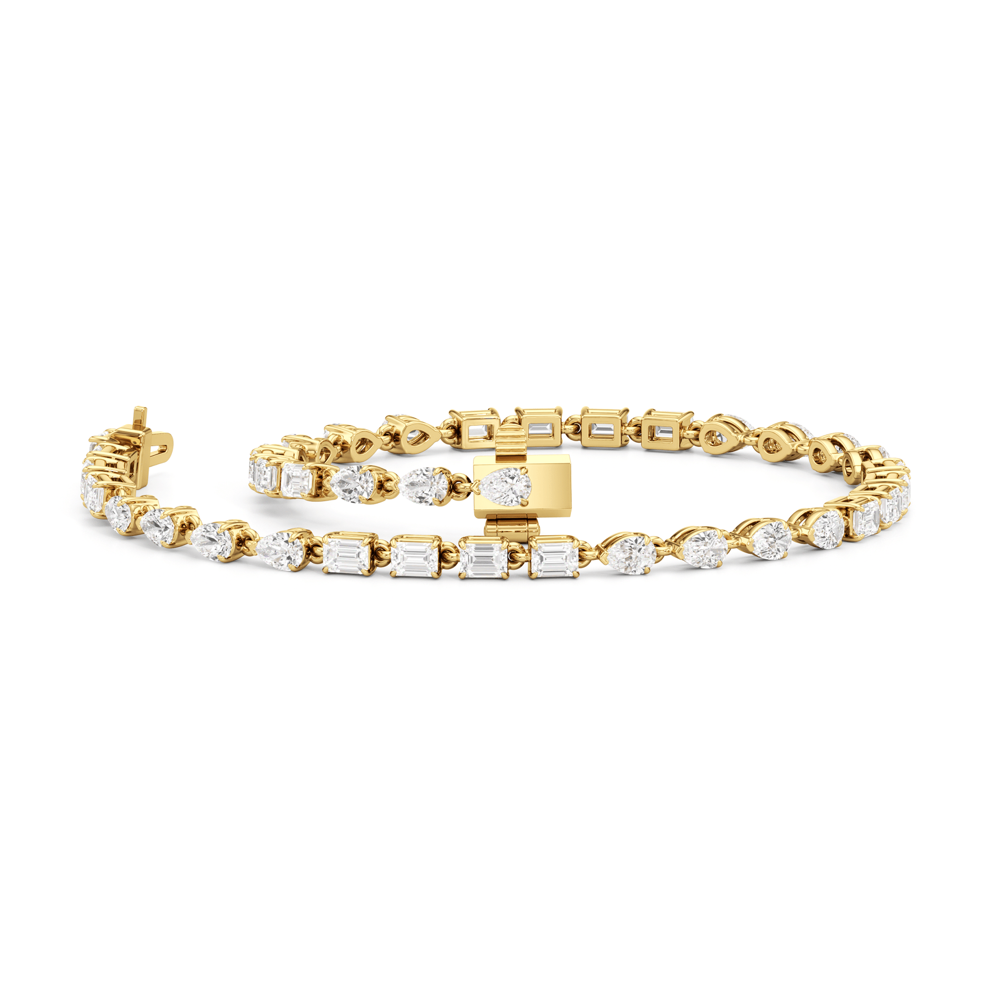 Sequenced Pear and Emerald Tennis Bracelet - Lotus Diamond