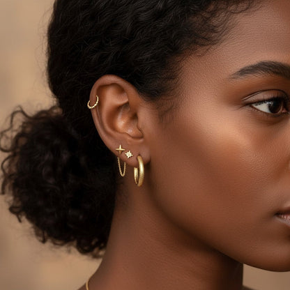 Serpentine Hoop Earrings - Lotus Diamond