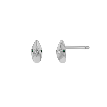 Serpentine Stud Earrings - Lotus Diamond