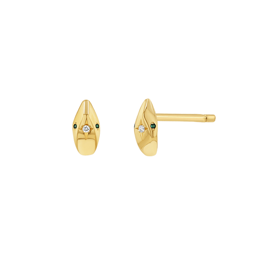 Serpentine Stud Earrings - Lotus Diamond