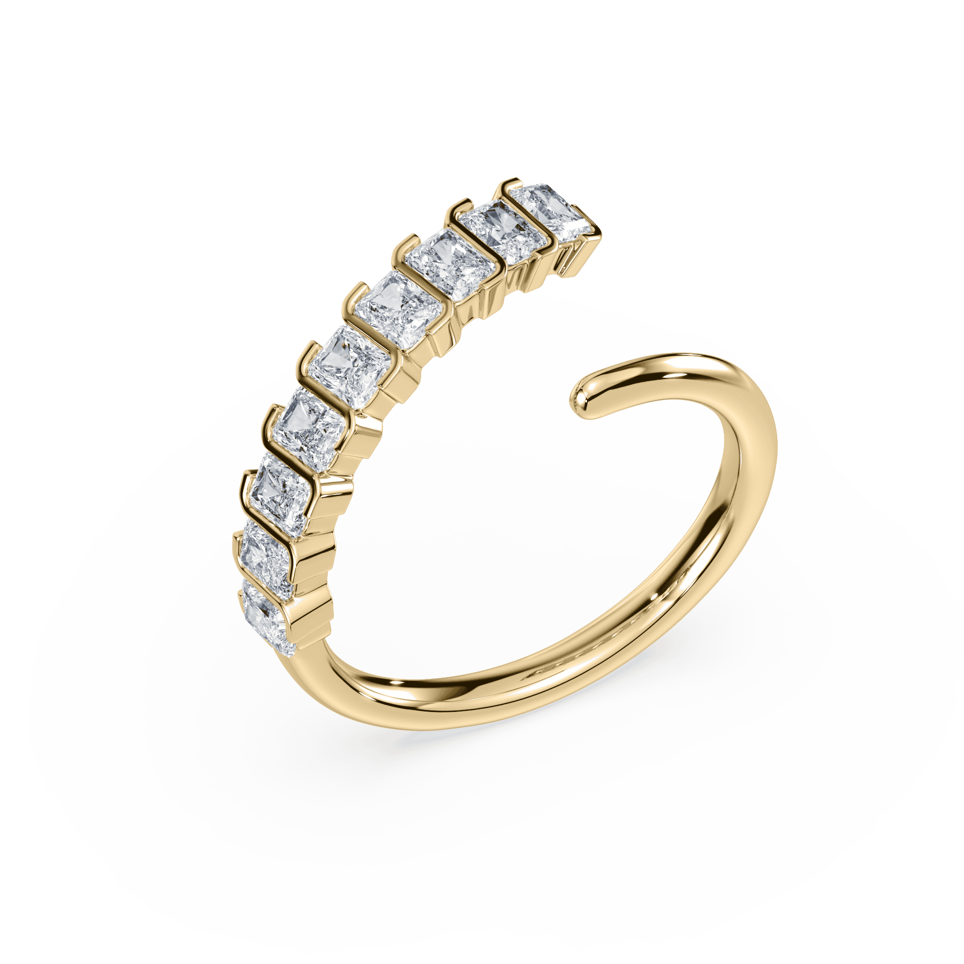 Signature S Bezel Asymmetrical Radiant Ring - Lotus Diamond