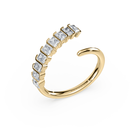Signature S Bezel Asymmetrical Radiant Ring - Lotus Diamond