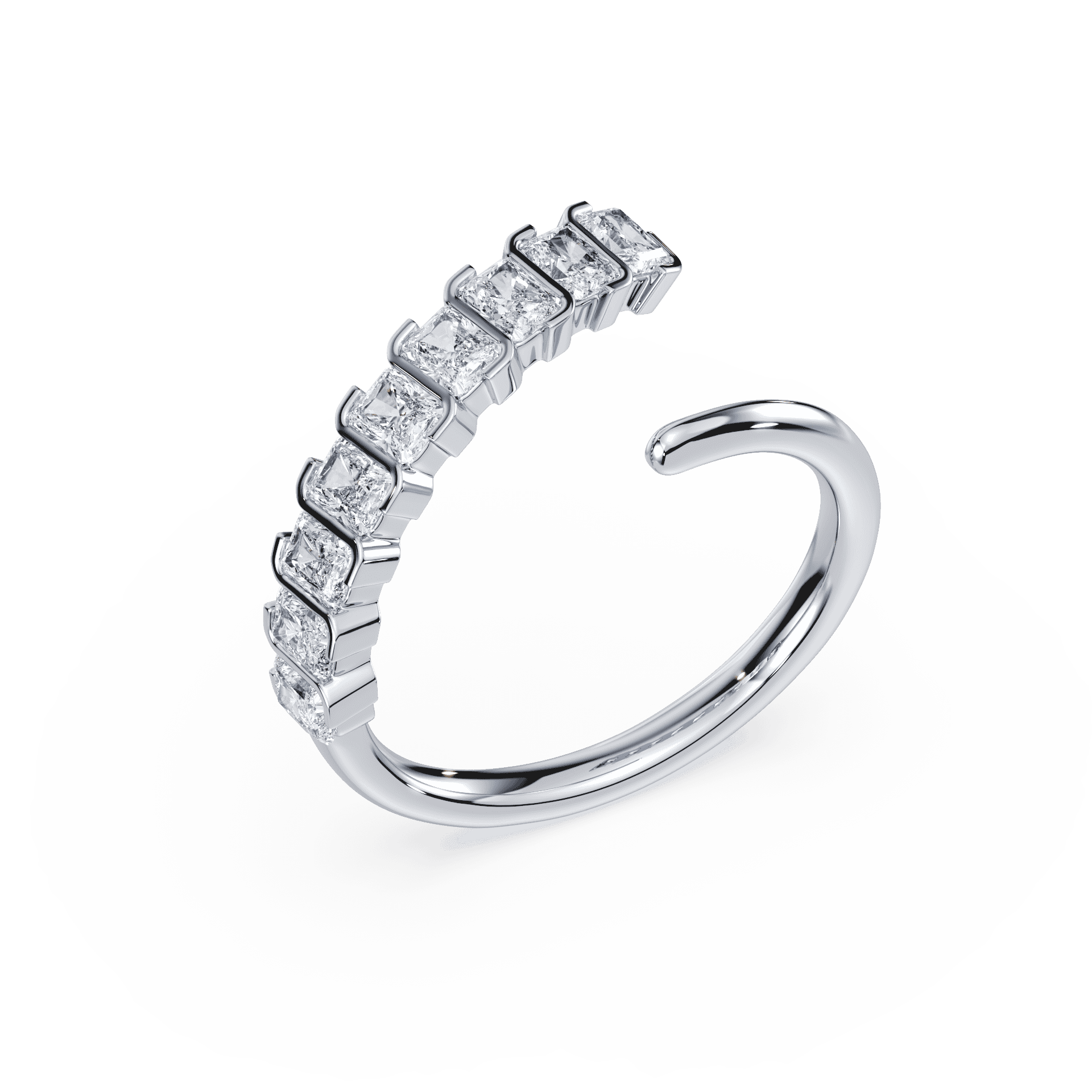 Signature S Bezel Asymmetrical Radiant Ring - Lotus Diamond