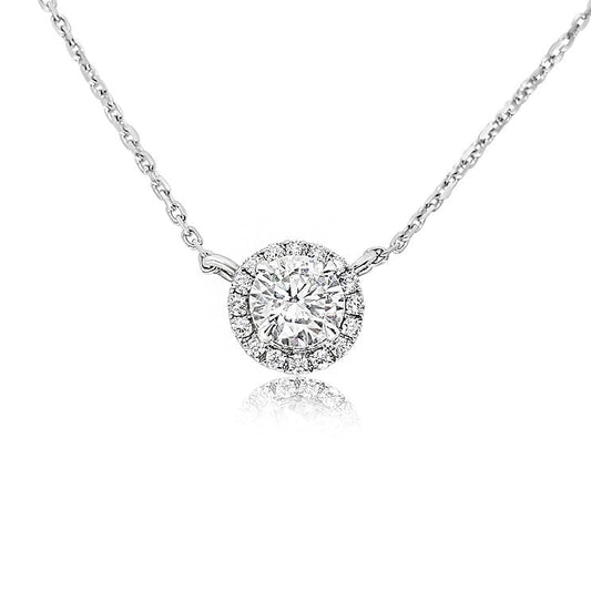 Simple halo necklace with diamond Pendant - Lotus Diamond